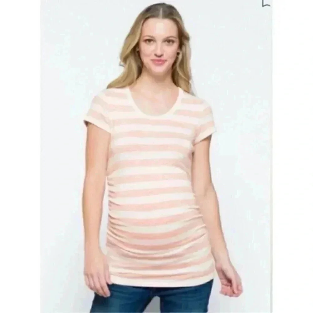 Maternity Pink White Striped Shirt‎ Market & Spruce Sz. S Stitch Fix Stretch